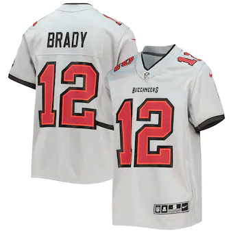 youth nike tom brady gray tampa bay buccaneers inverted tea